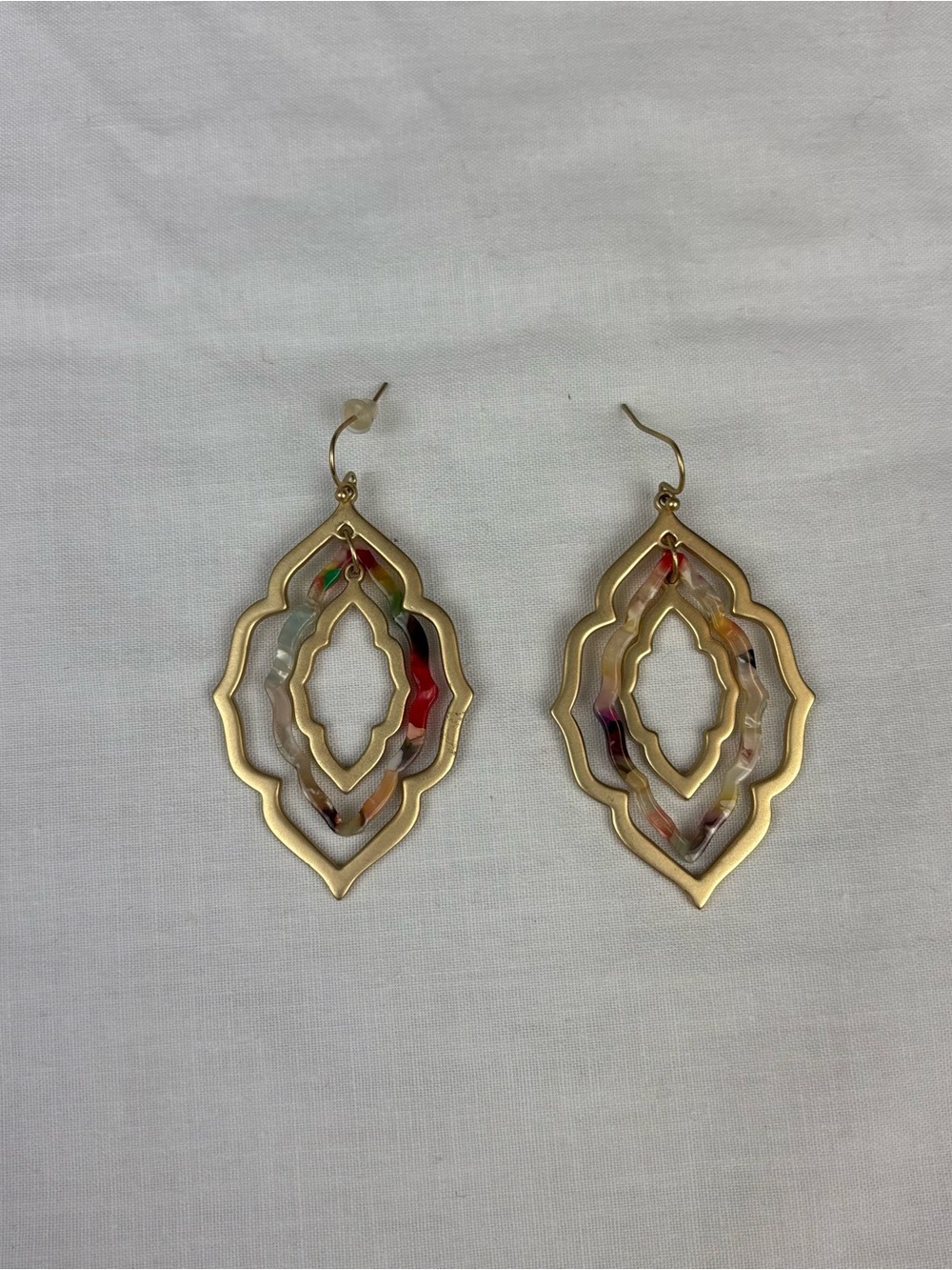 Gold-Tone Multi-Color Layered Drop Earrings
